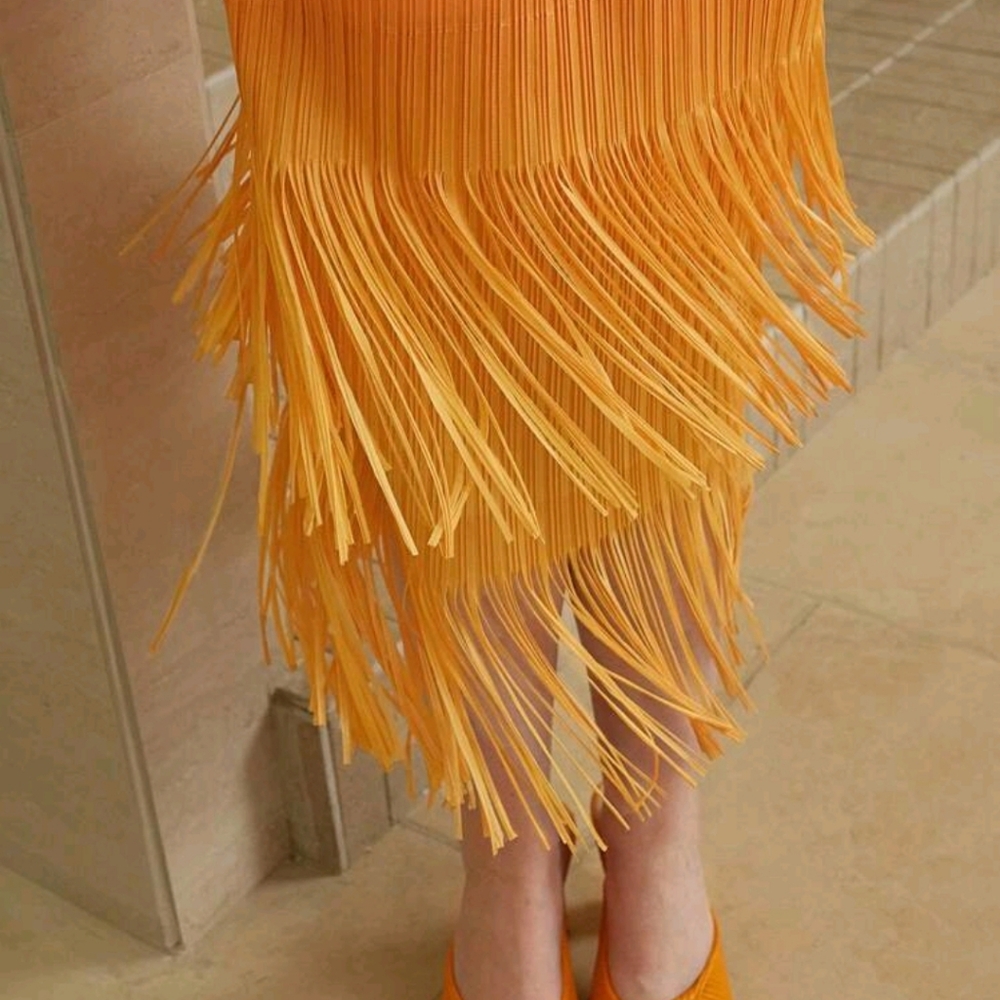 Women's Elegant High-End Ombre Dye Casual Pleated Double Layer Vintage Tassel - Picture 4 of 4